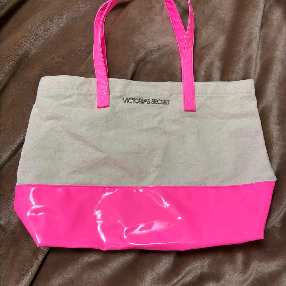 Victoria's Secret Vibrant Pink and Tan Tote